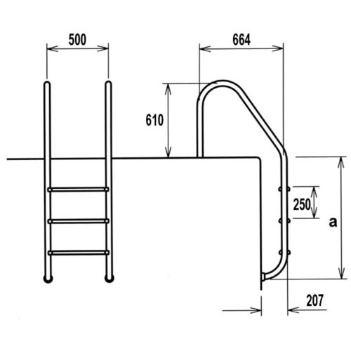Kis ívű létra - 5 fokos AISI316
