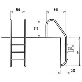 Nagy ívű létra - 4 fokos AISI304