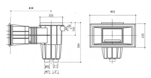 Szkimmer fóliás WIDE 6/4"BM / D50