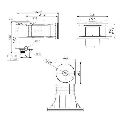 Design Szkimmer betonos A400 fehér 6/4"BM / 2"KM / D50
