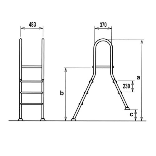 Kétágú rozsdamentes létra 5 + 5 fokos, 1,5m magasságig