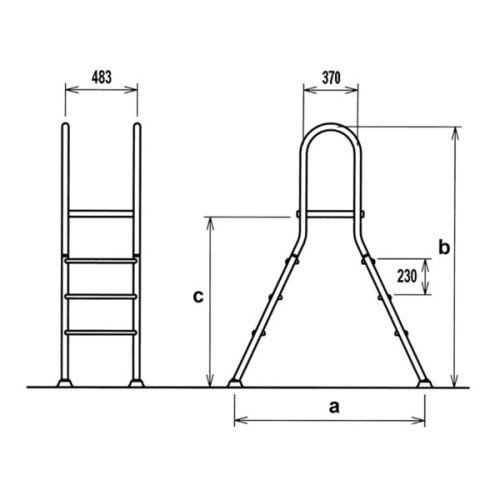 Kétágú rozsdamentes létra 1 + 4 fokos, 1,2m magasságig