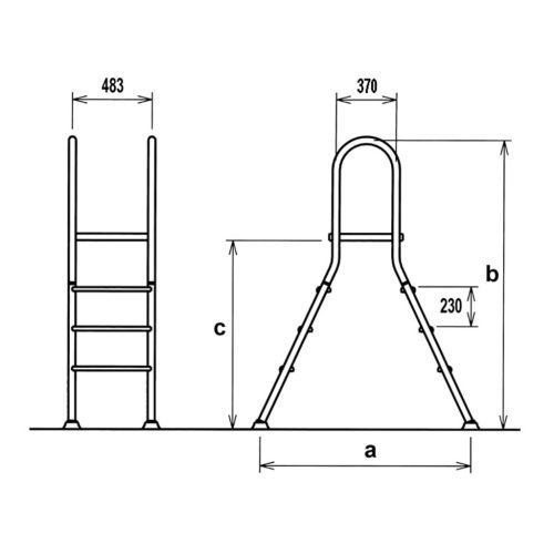Kétágú rozsdamentes létra 1 + 5 fokos, 1,5m magasságig