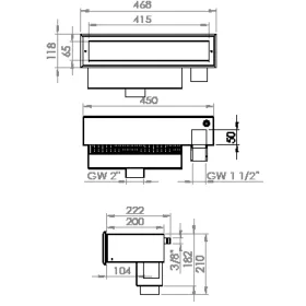 Szkimmer Inox betonos -Slim 450- AISI 316 KM2"