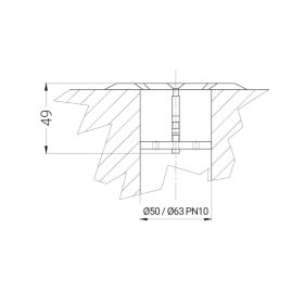 Padlóbefúvó, rozsdamentes fix, kúpos A2 D63