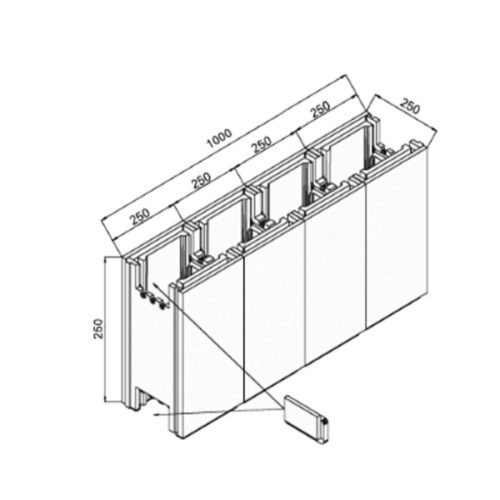 Porocell EcoBlock vágható tégla elem EPS30 1,000 x 250 x 250mm