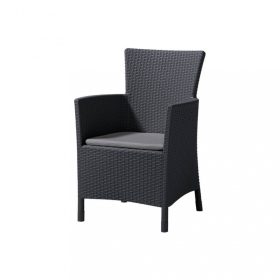   Iowa kerti szék, grafit színben, világos szürke párnával