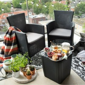   Iowa kerti szék, grafit színben, világos szürke párnával