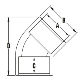 Könyök 45º D 063 PN16 Könyök 45º D 063 PN16