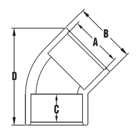 Könyök 45º D 075 PN16