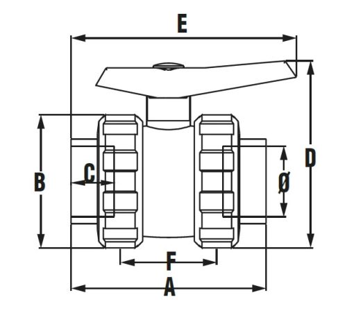 Golyóscsap PTFE BB D 050 PN 16