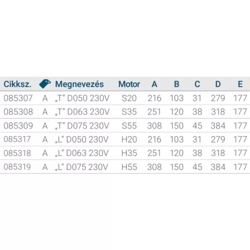 Motoros golyóscsap 3 utas PTFE D063 230V