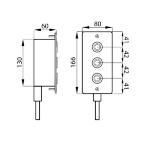 Beépítő inox doboz 3 piezo kapcsolóhoz