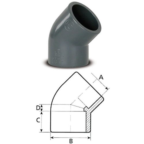 PVC könyök 45° D110