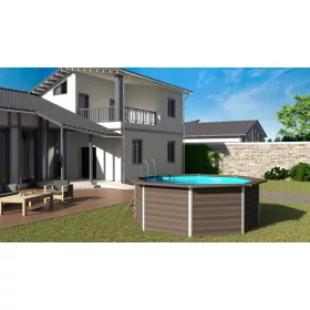 GRE WPC kompozit 410 x 124 cm kerek medence szett