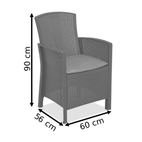 Lima műrattan karfás szék grafit