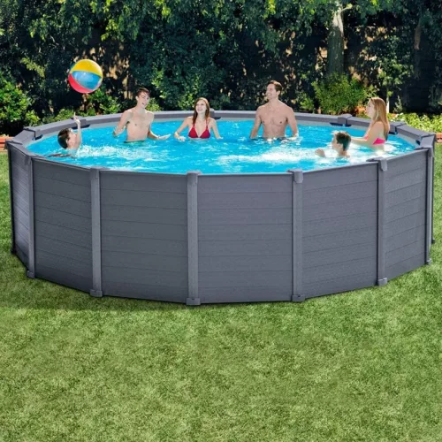 Intex Grafit szürke csővázas medence szett 478 x 124 cm + homokszűrő (26384)