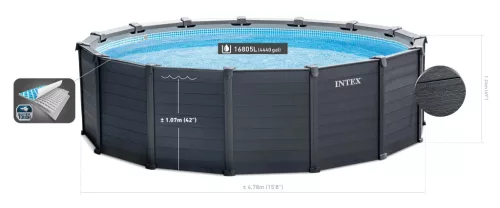 Intex Grafit szürke csővázas medence szett 478 x 124 cm + homokszűrő (26384)