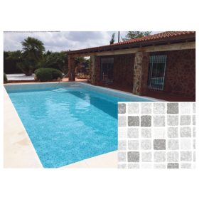 ELBTAL típusú -mozaik szürke- poliészter szövetszálerősítésű úszómedence fólia 165cm  széles 1,6 mm vastag   ELBTAL típusú -mozaik szürke- poliészter szövetszálerősítésű úszómedence fólia 165cm  széles 1,6 mm vastag