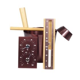   SAUNABAU sötét lila alu&bambusz szauna szett dézsa, kanál, hőmérő-páramérő és homokóra