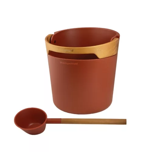 Harvia Helmi műanyag szauna szett dézsa, kanál, hőmérő-páramérő és homokóra, Terracotta SA010R