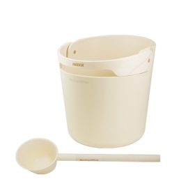   Harvia Helmi műanyag szauna szett dézsa, kanál, hőmérő-páramérő és homokóra, elefántcsont SA010V