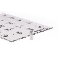   Szauna használati útmutató nemzetközi, 195*297mm, acryl üveg, krómozott távtartó rögzítő csavarokkal