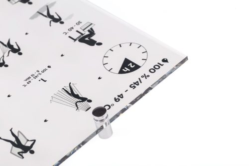 Gőzkabin használati útmutató nemzetközi, 195*297mm, acryl üveg, krómozott rögzítő csavarokkal