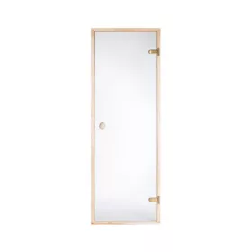   Szauna akciós üvegajtó víztiszta üveggel, csomós fenyőfa tokkal 7x19(686x1890mm)