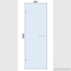   SAUNABAU üveglap szaunaajtókhoz 1800x600x8mm, víztiszta, 2 db. vízszintes fogantyú furattal