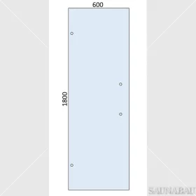   SAUNABAU üveglap szaunaajtókhoz 1800x600x8mm, víztiszta, 2 db. függőleges fogantyú furattal