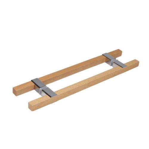 SAUNABAU rúdfogantyú pár 20x20x450 mm kezelt bükk/króm, szögletes, 8-12 mm üveglapokhoz,17.87.048