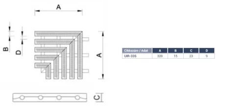 Műanyag vályú rács sarok 330 mm